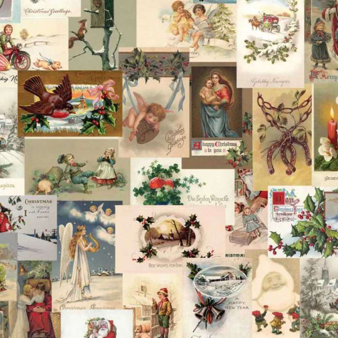 Baumwollstoff Uno Christmas Postcard Devonstone