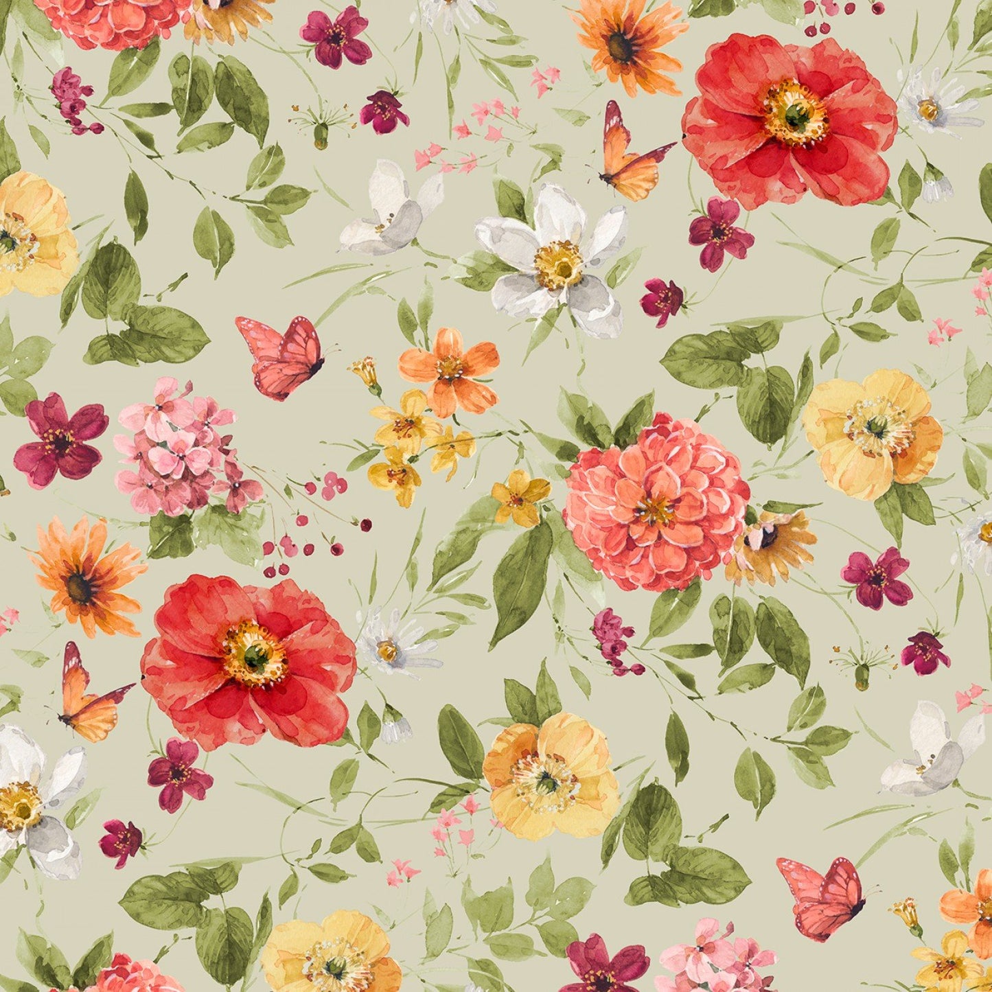 Green Medium Florals
