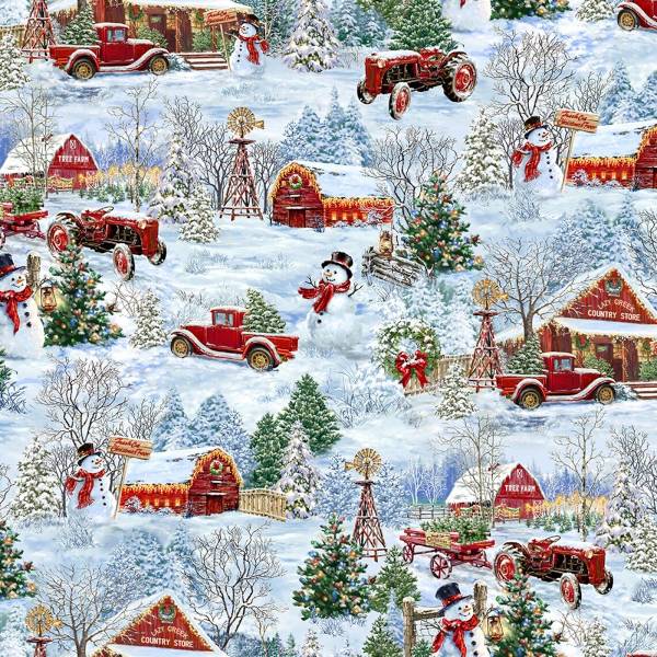 Winter Cottage and Snowman