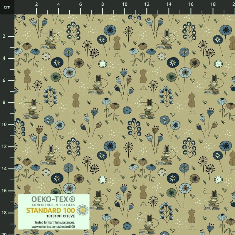 Baumwollstoff Bobbins & Blooms Reststück Stof Fabrics