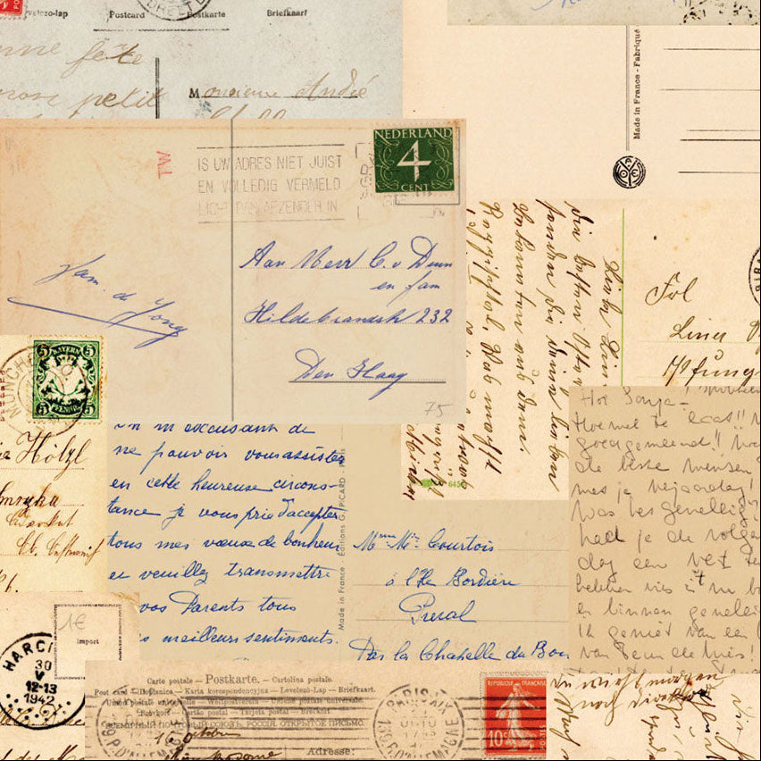 Baumwollstoff Uno Vintage Postcard