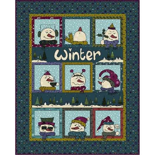 Stoffpaket BOM Happy Snowmen Winter Quilt (vereinfacht) Stof Fabrics