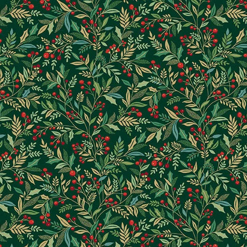 Baumwollstoff Adorn Holly Green