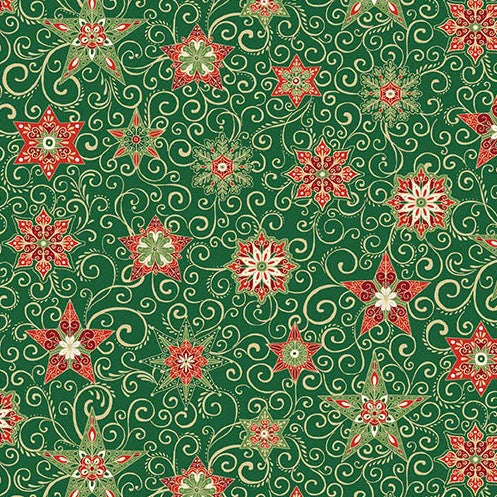 Baumwollstoff Adorn Star Green