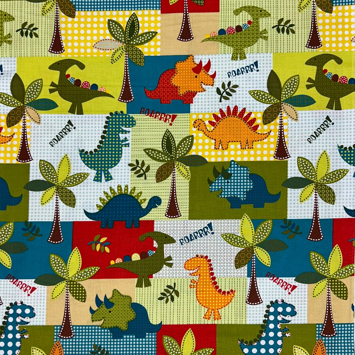 Baumwollstoff Dino Roars