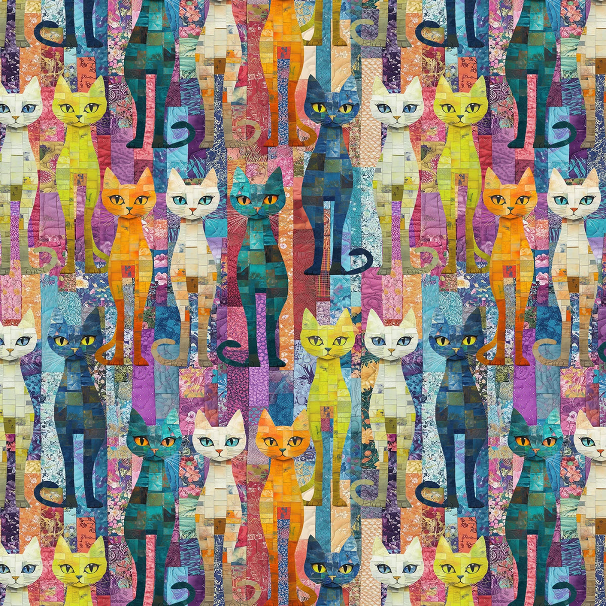 Baumwollstoff Multi Packed Quilt Cats Timeless Treasures Fabrics