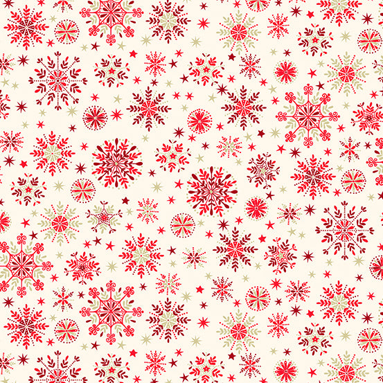 Baumwollstoff Scandi Snowflakes Creme