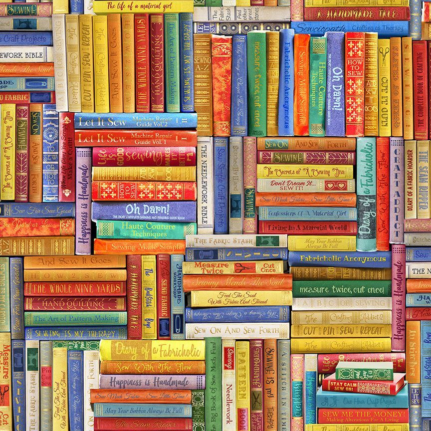Baumwollstoff Sewing Library Books Timeless Treasures Fabrics