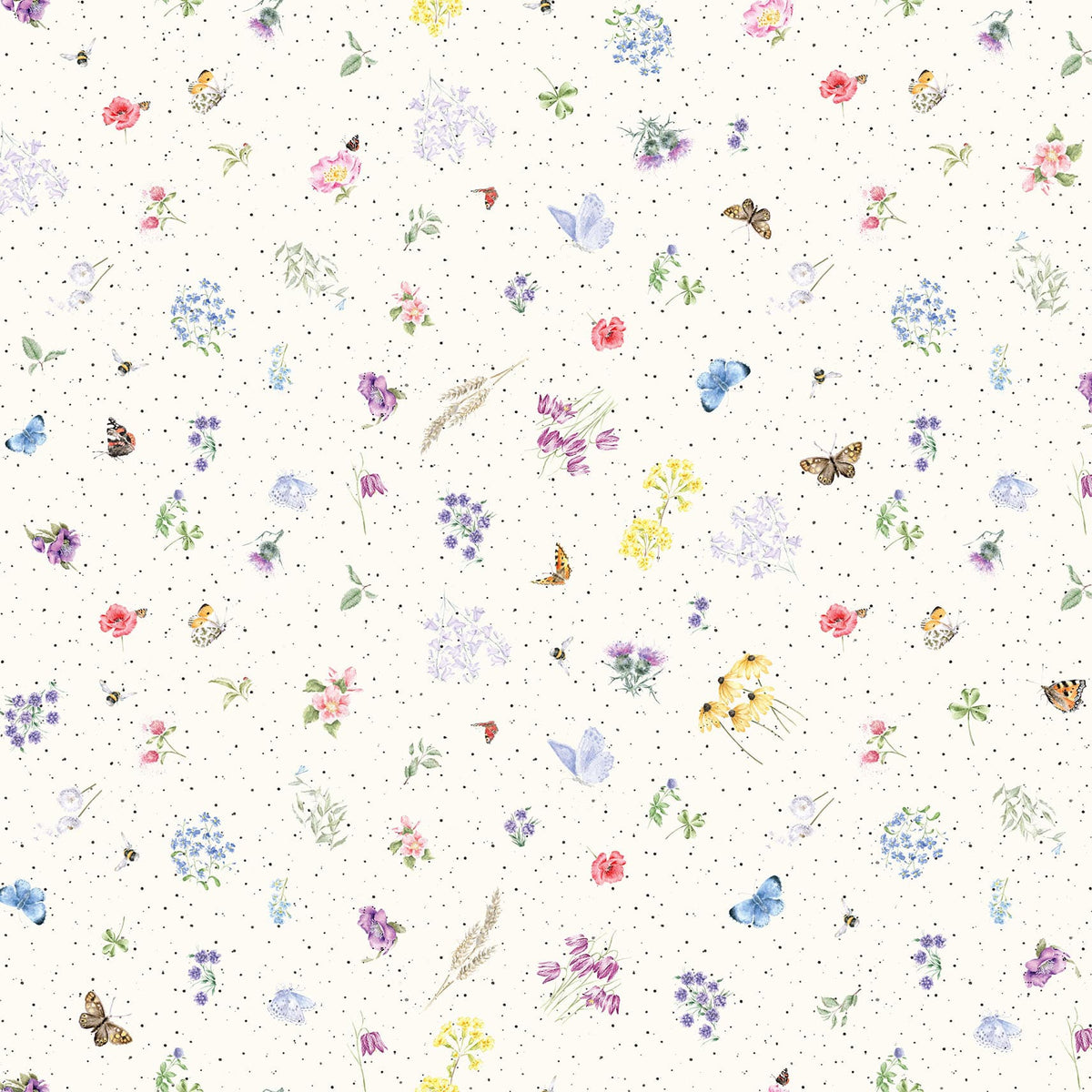 Baumwollstoff Together is Better Flowers and Butterflies