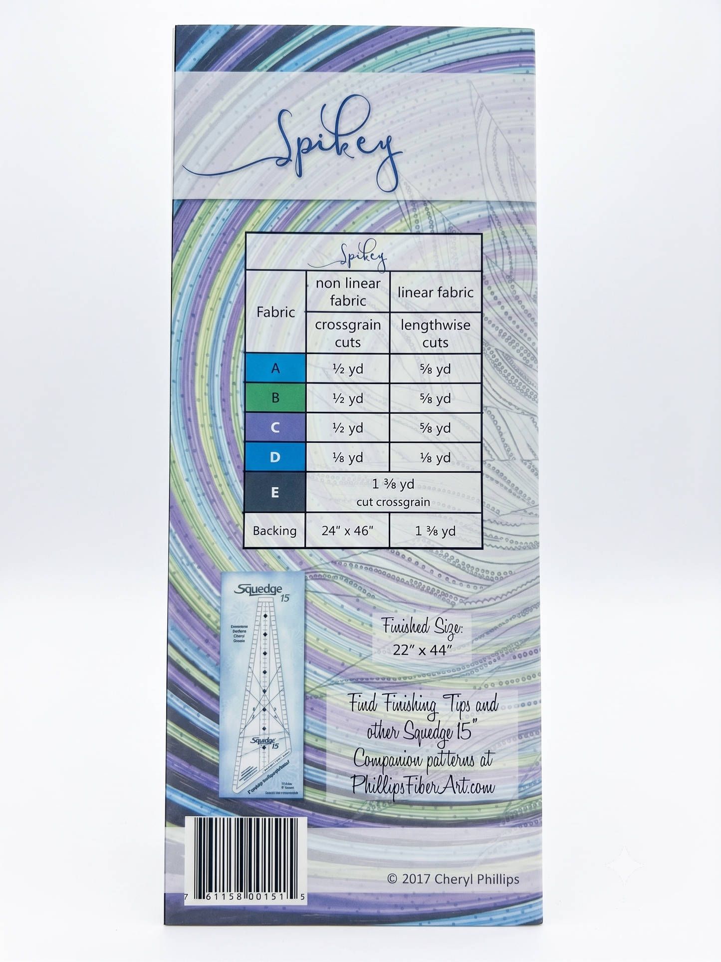 15 Degree Squedge Ruler + Nähanleitung Spikey Phillips Fiber Art