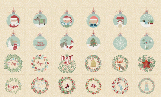 Panel Christmas Wish Devonstone Halbes Panel (jedes Motiv 1x) 100% Baumwolle