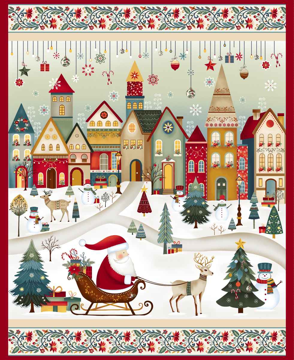 Panel Nordic Holiday Village Santa Henry Glass & Co.