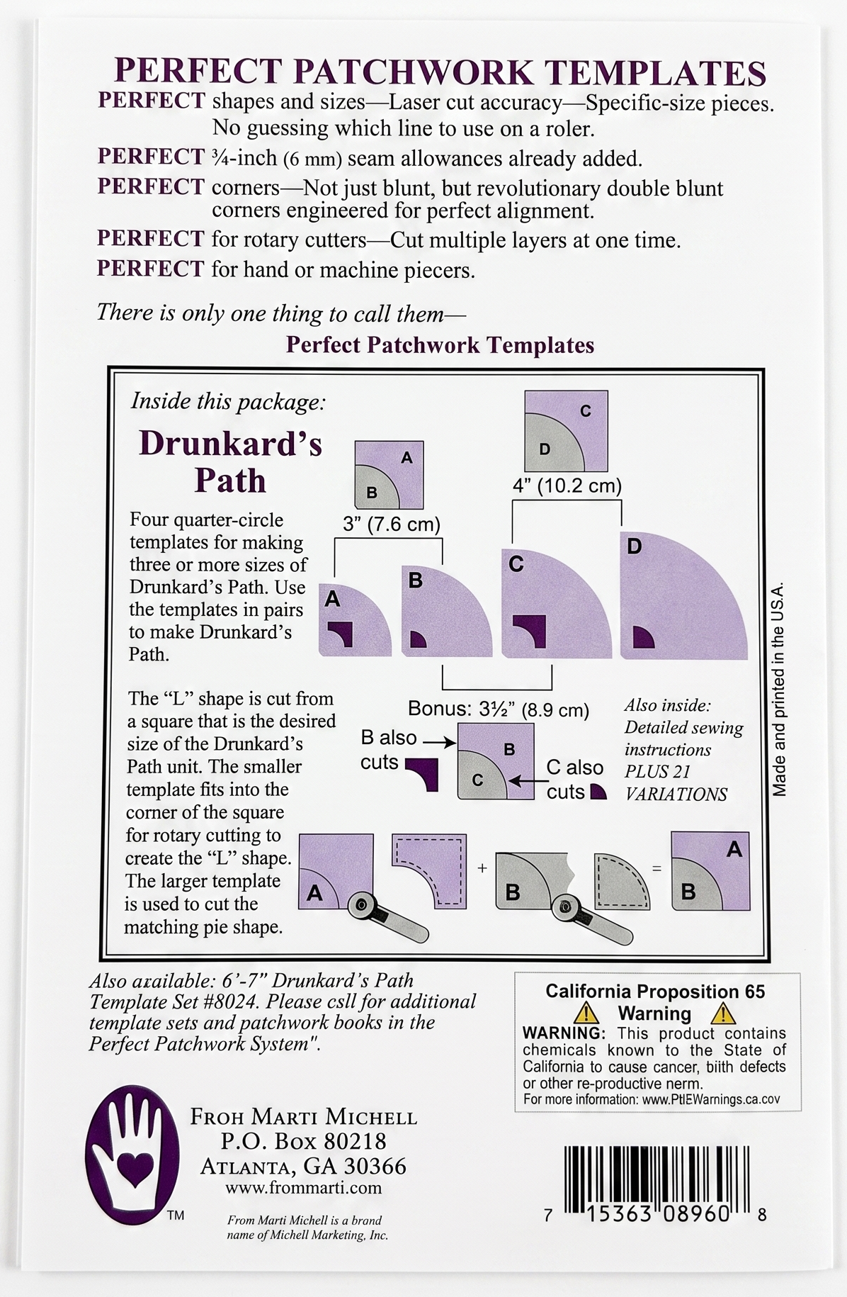 Drunkard's Path Set Patchwork Templates