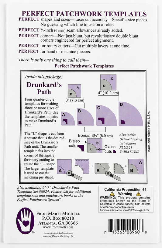 Drunkard's Path Set Patchwork Templates
