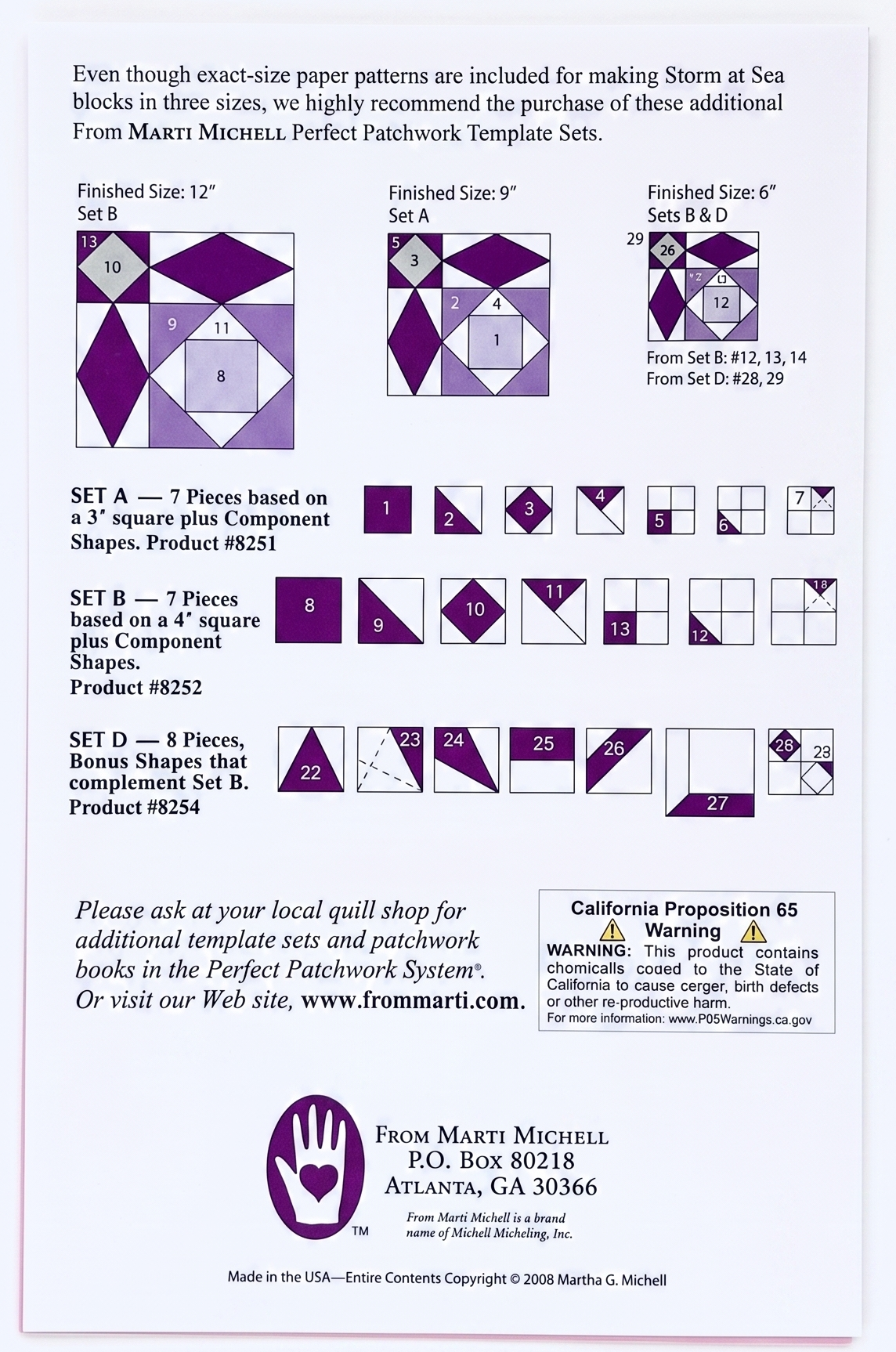 Storm at Sea Diamond Patchwork Template