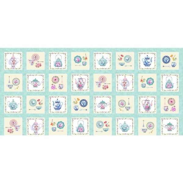 Panel Tea Pot Gallery Michael Miller Fabrics