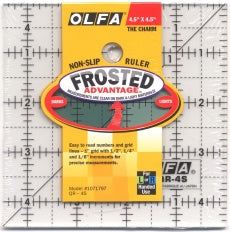 OLFA Frosted Advantage Non Slip Ruler 4 1/2 x 4 1/2 Inch Lineal Antirutsch