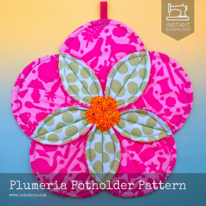 Nähanleitung Plumeria Potholder Gundi's Quilt Heaven Importeur