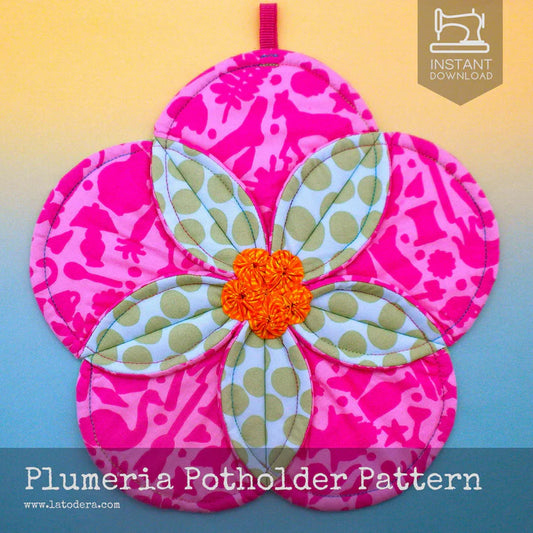 Nähanleitung Plumeria Potholder Gundi's Quilt Heaven Importeur