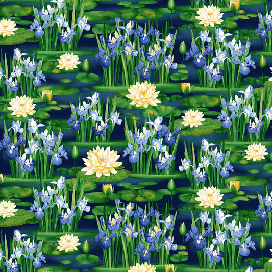 Indigo Waterlily & Iris