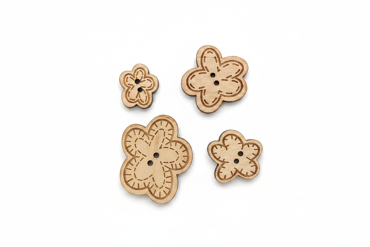 Set Holzknopf Blume