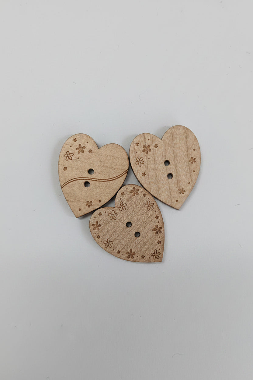 Set Holzknopf Herz groß