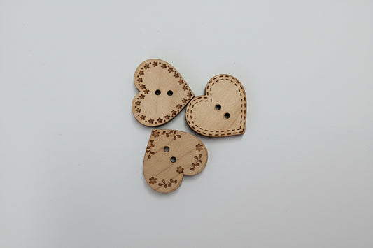 Set Holzknopf Herz klein