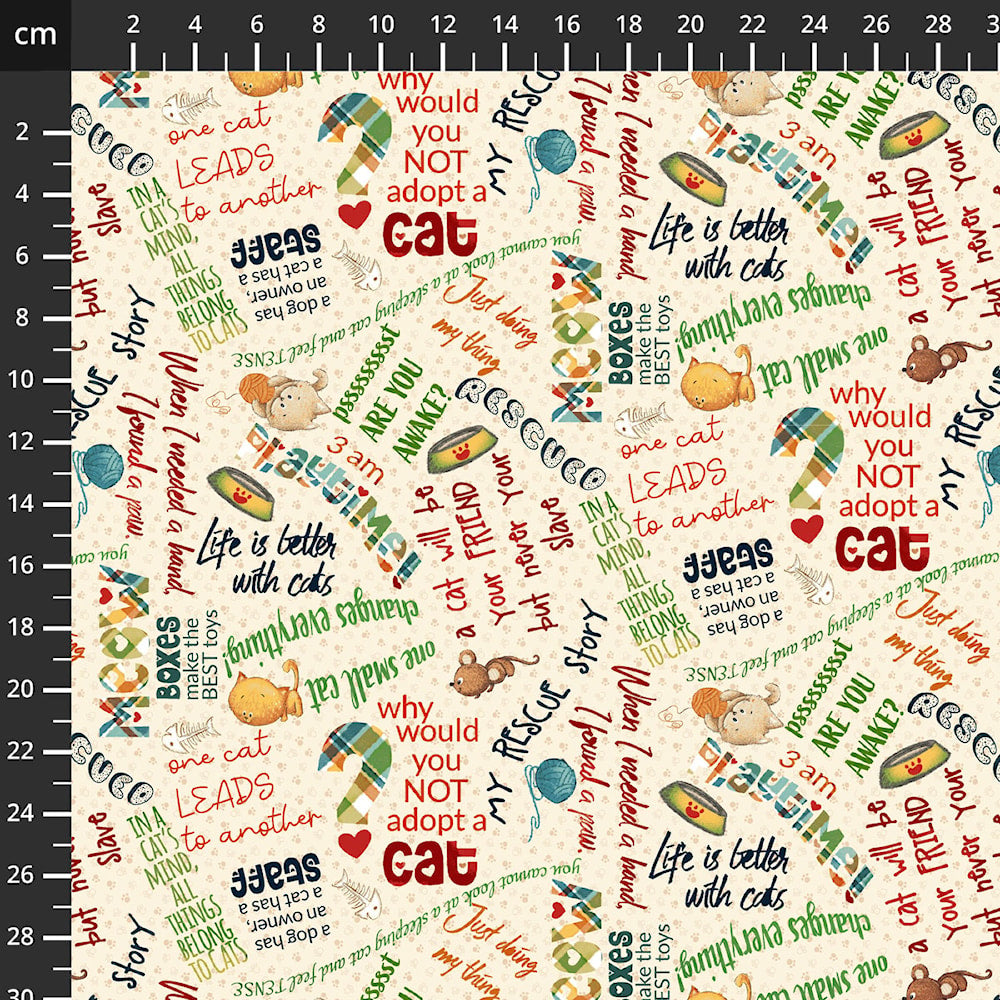 Baumwollstoff Panel Cat Hair Don`t Care Blank Quilting Corporation