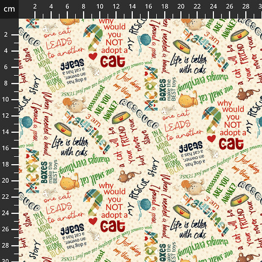 Baumwollstoff Panel Cat Hair Don`t Care Blank Quilting Corporation