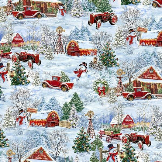 Winter Cottage and Snowman