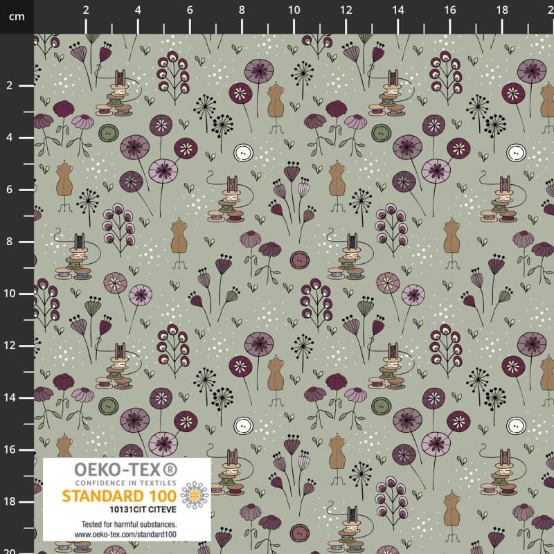 Baumwollstoff Bobbins & Blooms Stof Fabrics
