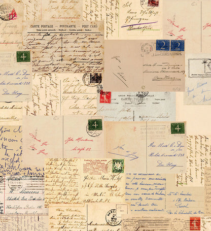 Baumwollstoff Uno Vintage Postcard