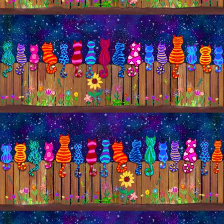 Multi Colorful Cats On A Fence