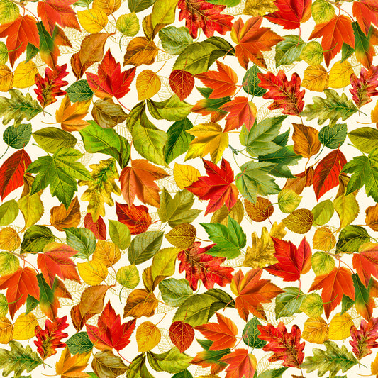 Cream Metallic Fall Leaves Harvest