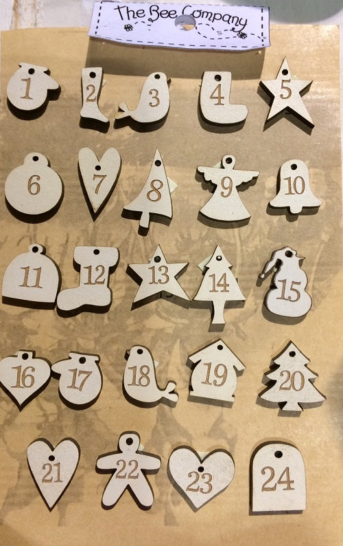 Holzknopf Mini 24 Advent Calender Buttons The Bee Company
