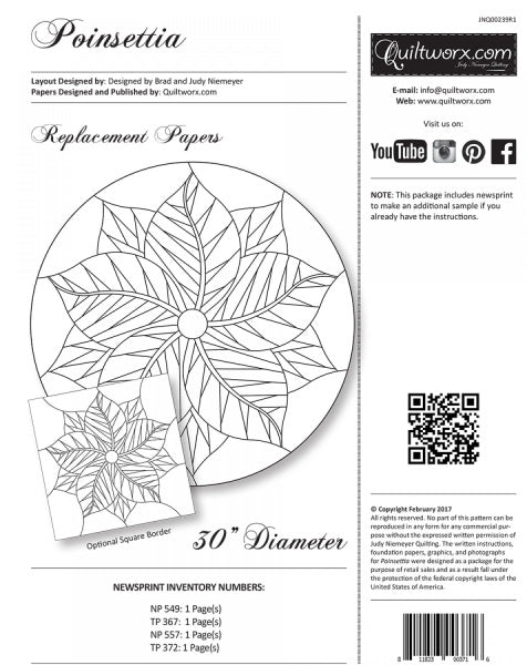 Replacement Papers Poinsettia Judy Niemeyer Quilting