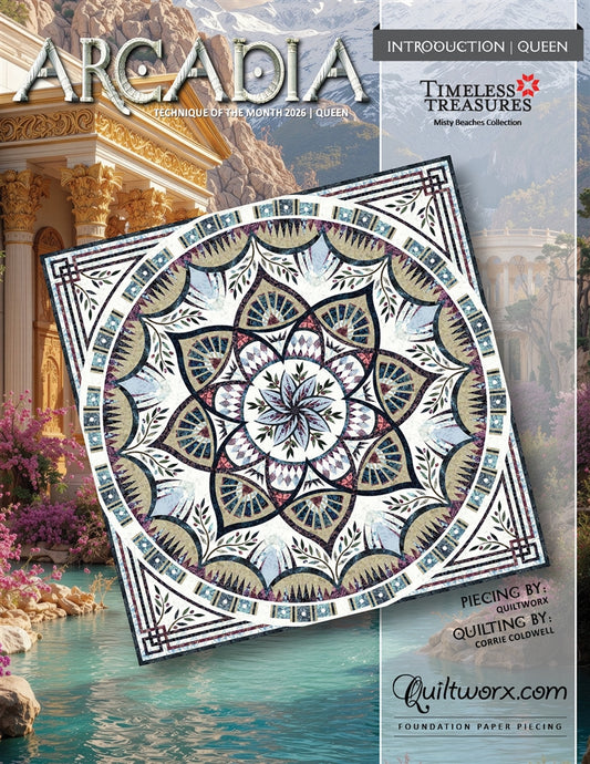 Nähanleitung Queen *Arcadia* 2027 - Quiltworx's neueste Technik des Monats