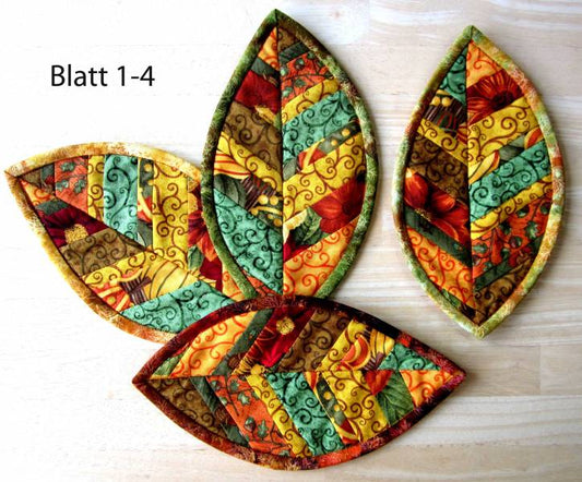 Nähanleitung Mug Rug Blatt Gundi's Quilt Heaven