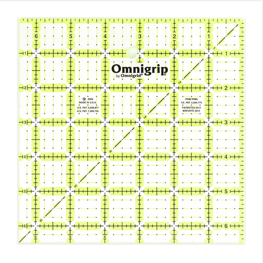 Omnigrid  Neon Slip Ruler Square 6 1/2 x 6 1/2 Inch