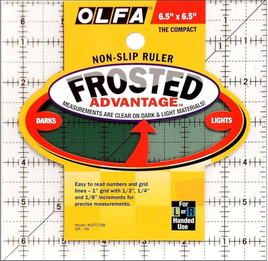OLFA Frosted Advantage Non Slip Ruler 6 1/2 x 6 1/2 Inch Lineal Antirutsch