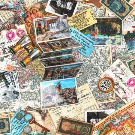 World Travel Vintage Quilting Cotton