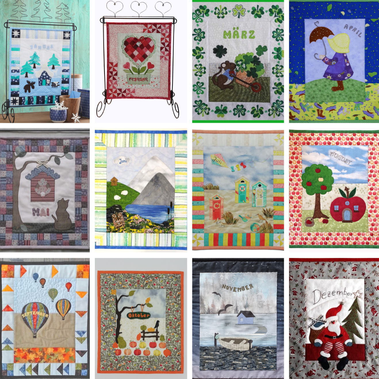 Nähanleitung Komplett-Set 12 Monatsbilder Gundi's Quilt Heaven