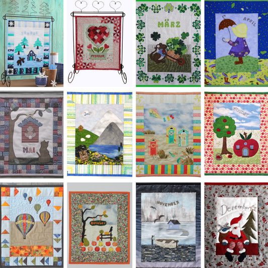 Nähanleitung Komplett-Set 12 Monatsbilder Gundi's Quilt Heaven