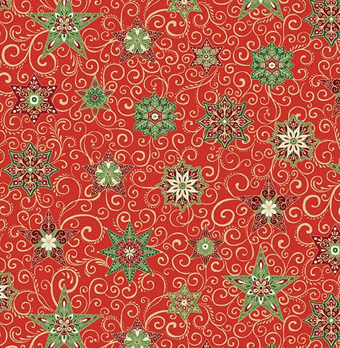 Baumwollstoff Adorn Star Red
