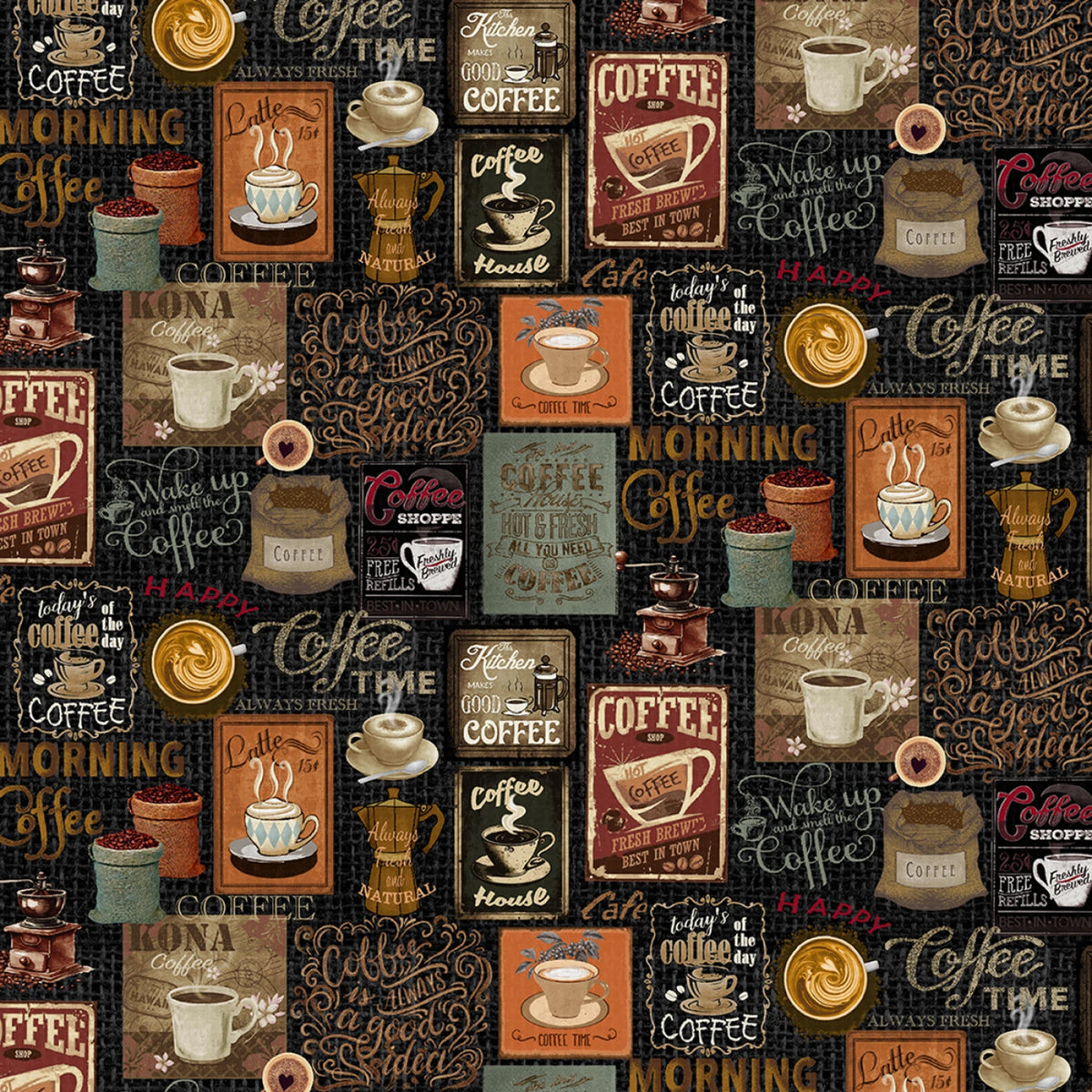 Baumwollstoff Coffee Black
