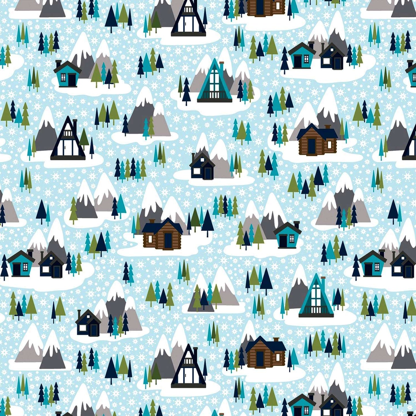Baumwollstoff Peaks Aqua