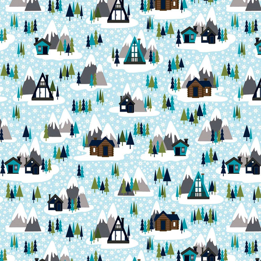 Baumwollstoff Peaks Aqua