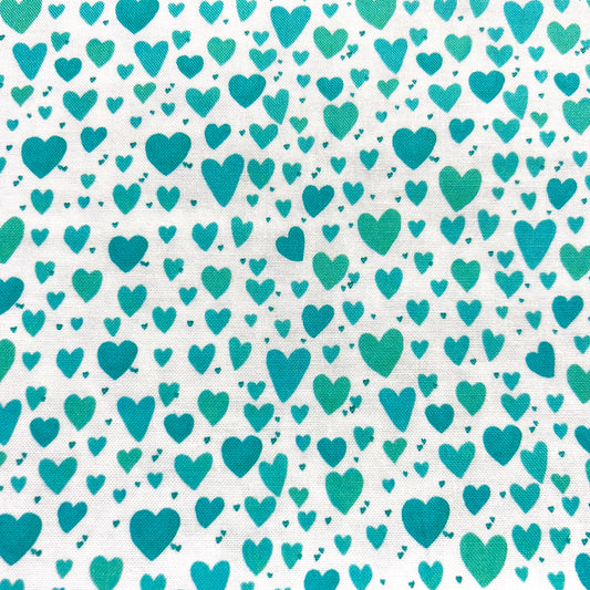 Baumwollstoff Turquoise Playful Hearts Benartex
