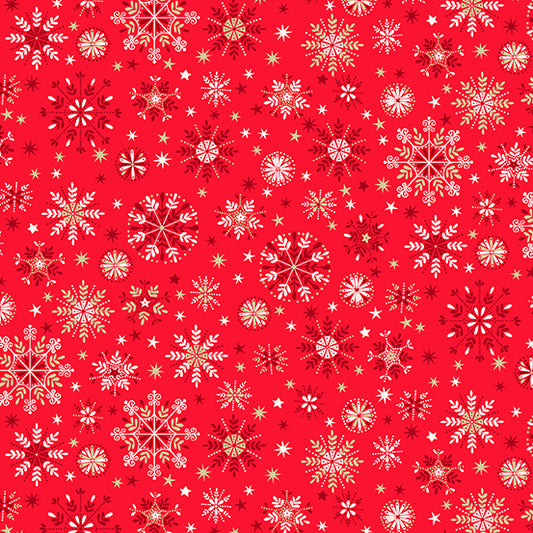Baumwollstoff Scandi Snowflakes Red