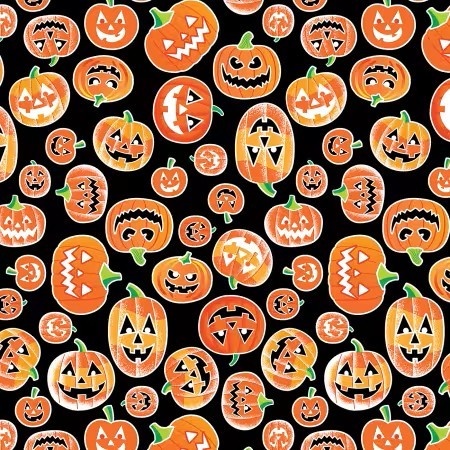 Baumwollstoff Spooky Pumpkins Black Benartex